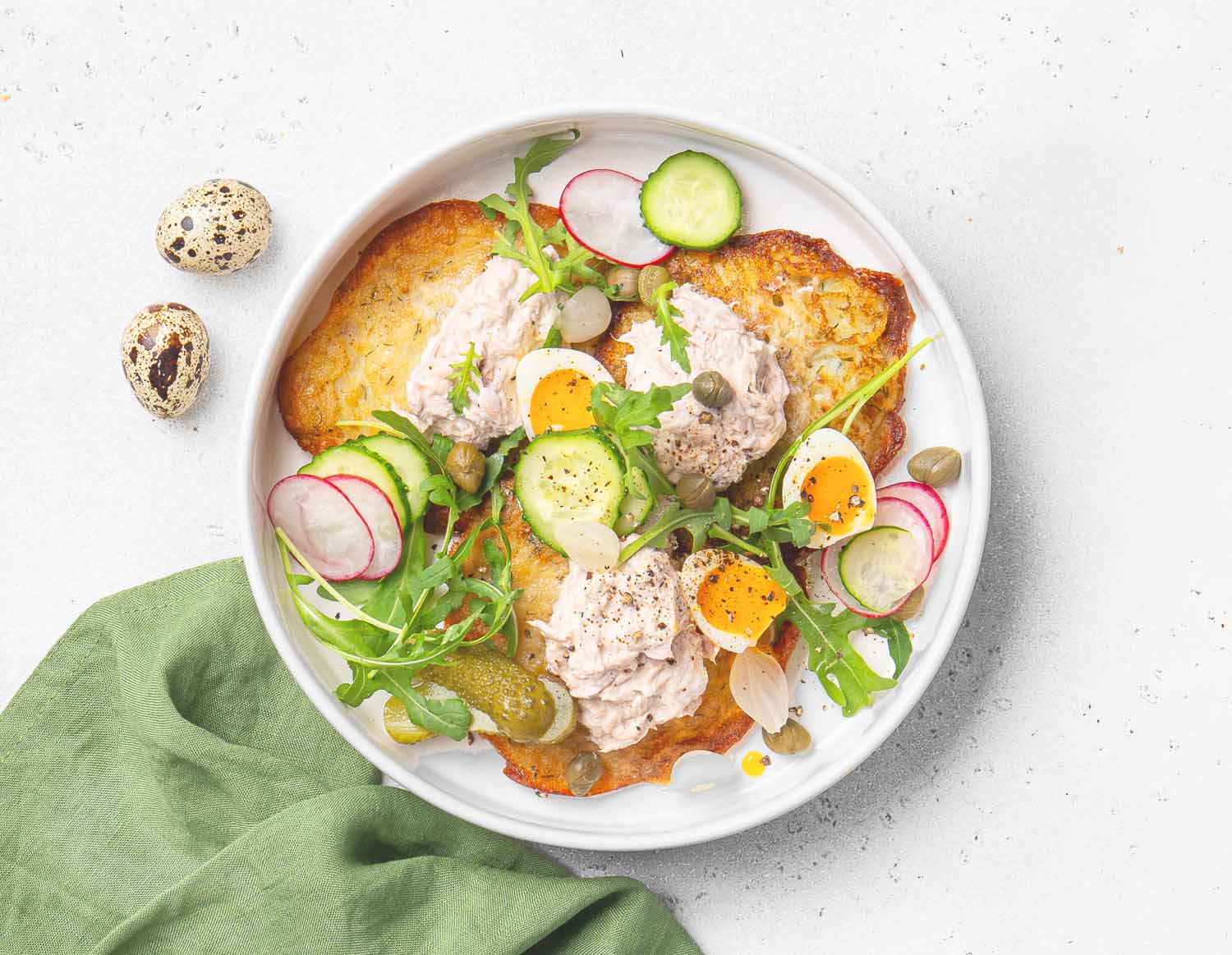 Драники с риетом из тунца