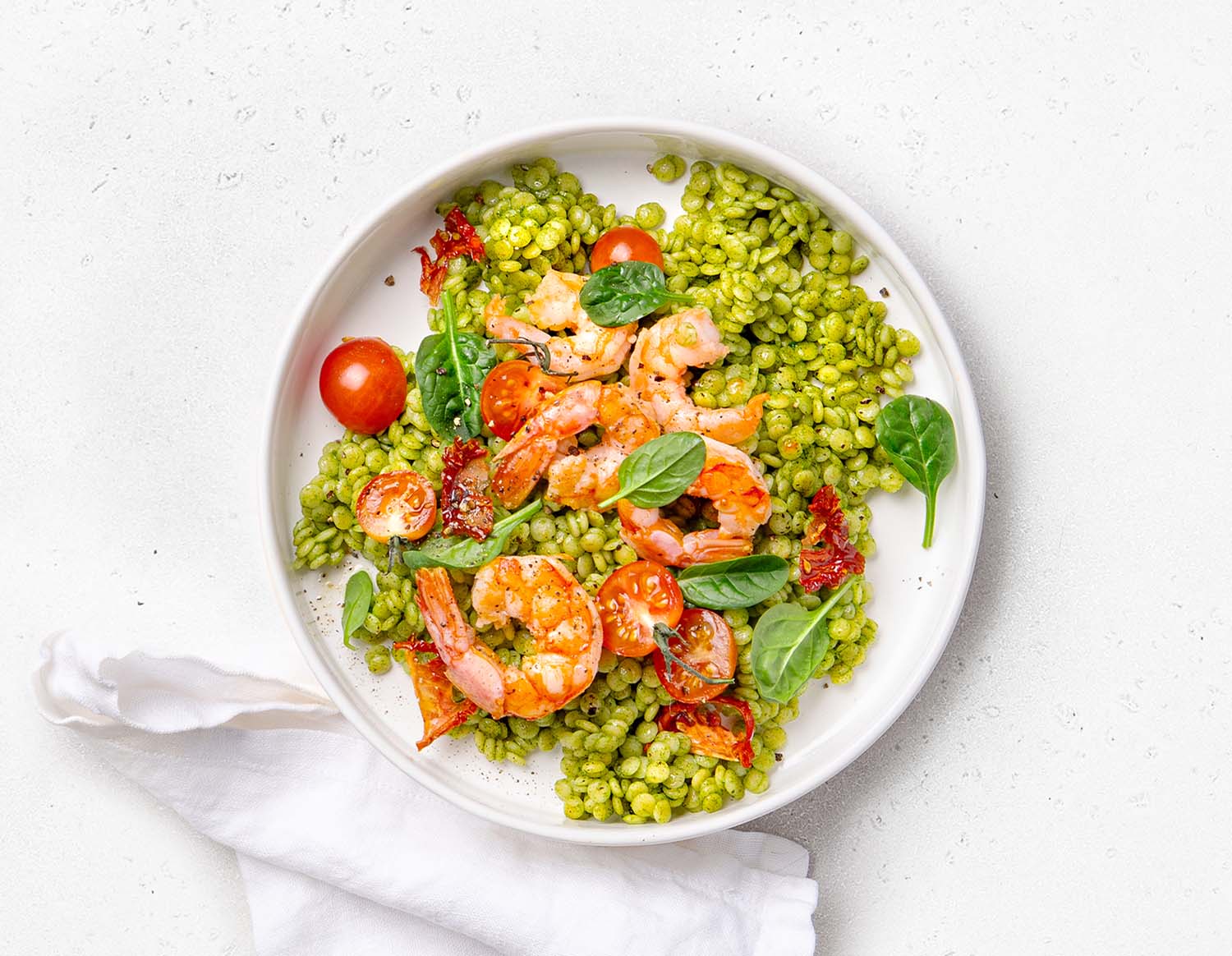 Зелёный птитим с креветками